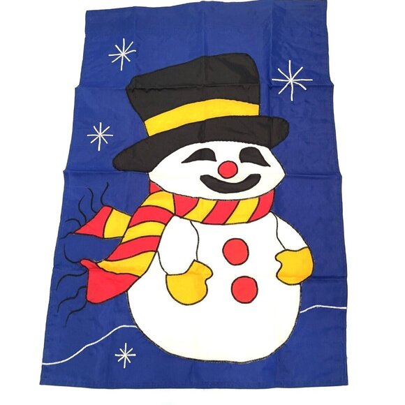 Christmas Holiday Winter Frosty Snowman Flag House Garden Yard Wall Art Banner - Picture 5 of 5